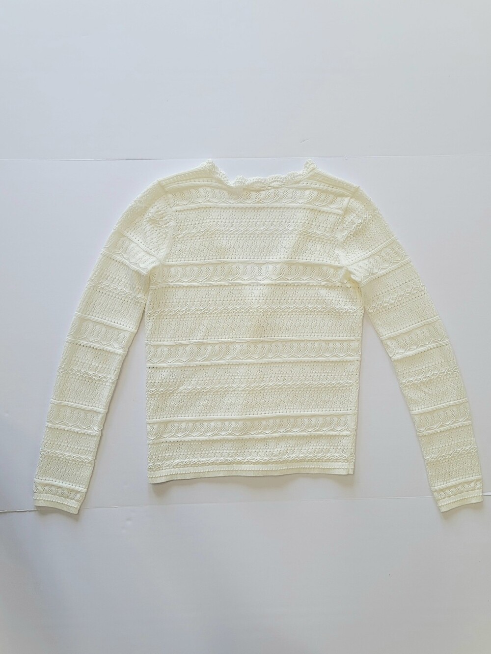 Sezane Keyla V-neck Lace Knit Cotton Sweater Cardigan Crochet Trim XXS - Picture 9 of 9